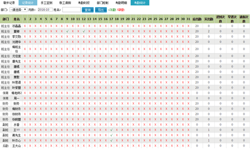 考勤管理系统统计表